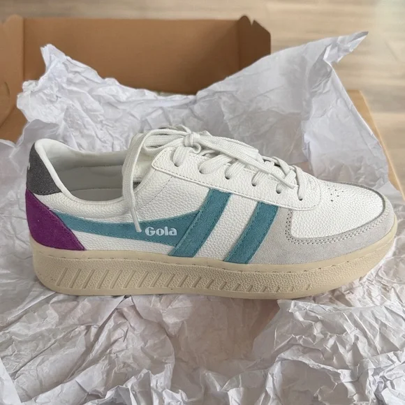 Gola GrandSlam Trident Sneakers. White Ocean/Ash - Picture 5 of 13